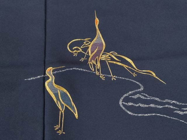 平和屋着物●訪問着 総駒刺繍 群鶴 ラメ糸 正絹 逸品 未使用 CABM4668yc