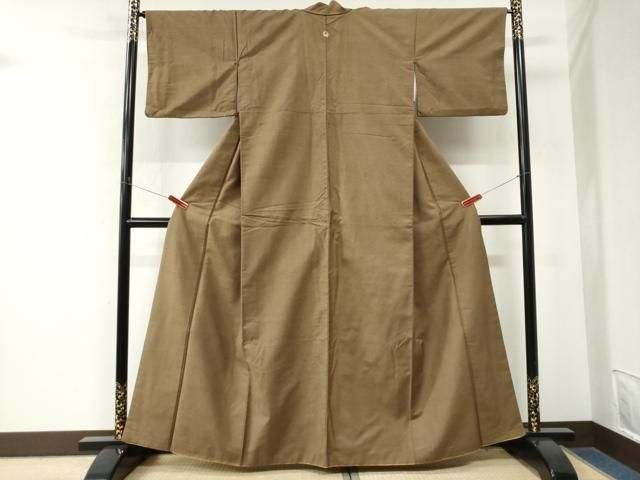 平和屋着物●結城紬 色無地 朽葉色 正絹 逸品 CABM4687yc