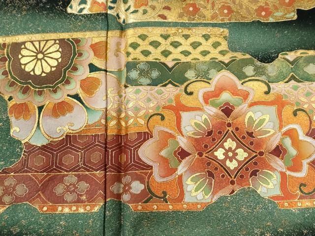 平和屋着物●ちぎり絵女流作家 谷口妙絵 黒留袖 古典愛蔵 暈し染め 金彩 正絹 逸品 CABM4690yc