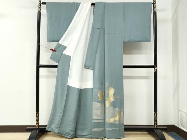 平和屋着物●豪華色留袖 寿光織 霞飛鶴文 金糸 正絹 逸品 未使用 CABM4694yc