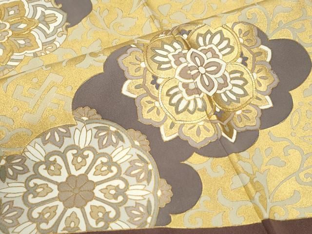 平和屋着物●色留訪問着 駒刺繍 花唐草文 金彩 正絹 逸品 CABM4700yc