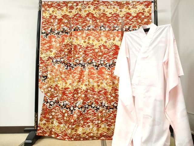 平和屋着物●豪華振袖・長襦袢セット 駒刺繍 宝尽くし花唐草文 金彩 正絹 逸品 CABM4702yc