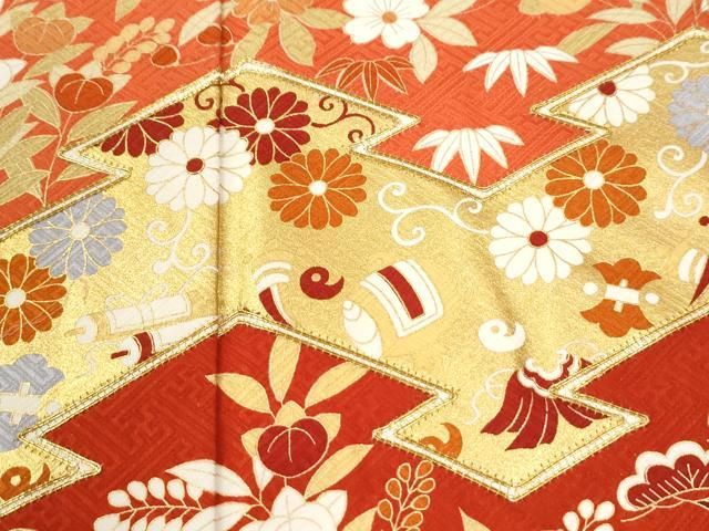 平和屋着物●豪華振袖・長襦袢セット 駒刺繍 宝尽くし花唐草文 金彩 正絹 逸品 CABM4702yc