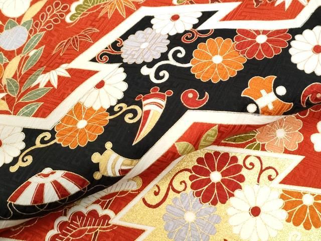 平和屋着物●豪華振袖・長襦袢セット 駒刺繍 宝尽くし花唐草文 金彩 正絹 逸品 CABM4702yc