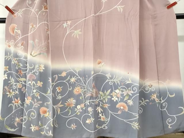 平和屋着物●訪問着 刺繍 更紗花唐草文 暈し染め 金彩 正絹 逸品 CABM4711yc