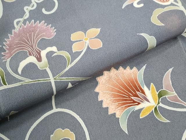 平和屋着物●訪問着 刺繍 更紗花唐草文 暈し染め 金彩 正絹 逸品 CABM4711yc