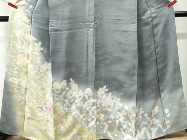 平和屋着物●訪問着 絞り 舞花文 暈し染め 金彩 正絹 逸品 CABM4713yc