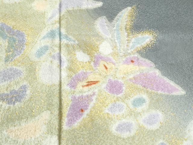 平和屋着物●訪問着 絞り 舞花文 暈し染め 金彩 正絹 逸品 CABM4713yc