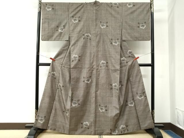 平和屋着物●本場大島紬 9マルキ 総絣 椿 正絹 逸品 CABM4725yc