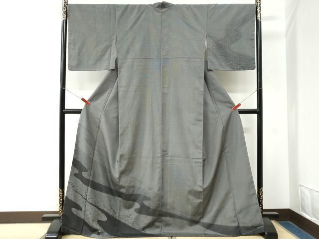 平和屋着物●訪問着 本塩沢 霞麻の葉吉祥文 ロング丈 正絹 逸品 未使用 CABM4727yc