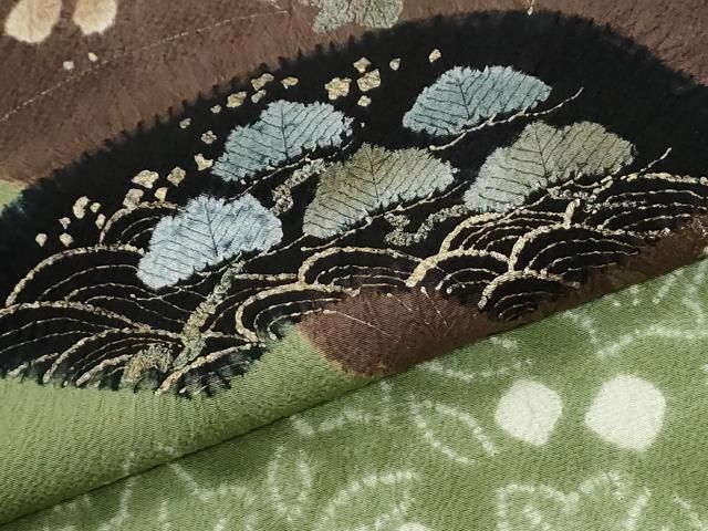 平和屋着物●十日町 名門 滝泰謹製 訪問着 絞り 地紙浜松万寿菊草花文 金彩 正絹 逸品 CABM4744yc