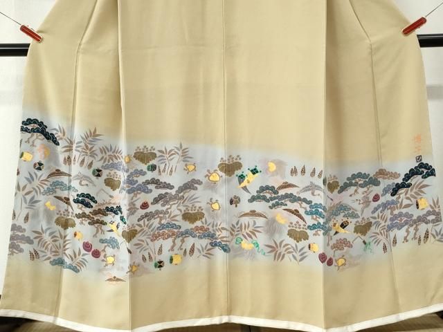 平和屋着物●訪問着 作家物 飛鶴宝尽くし松桐文 暈し染め 金彩 正絹 逸品 未使用 CABM4745yc