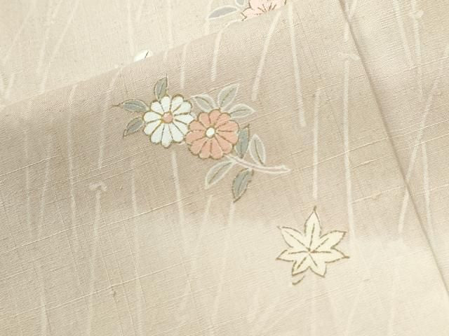 平和屋着物●訪問着 紬地 刺繍 楓舞花文 正絹 逸品 CABM4747yc