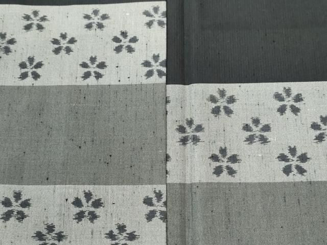 平和屋着物●訪問着 紬地 横段舞花文 黒地 正絹 逸品 CABM4751yc