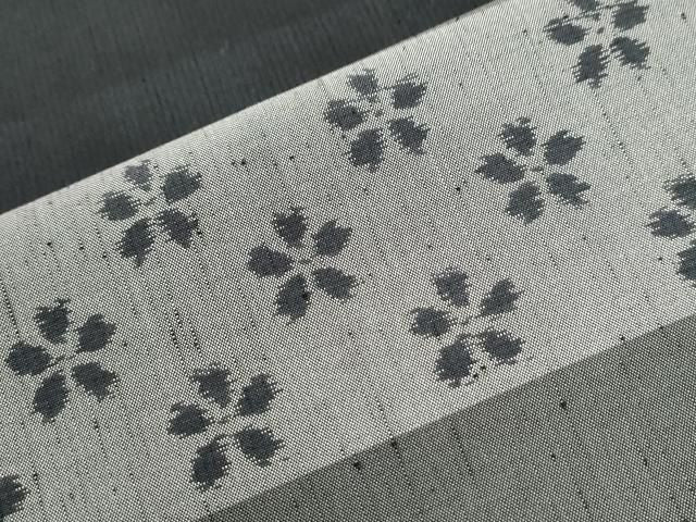 平和屋着物●訪問着 紬地 横段舞花文 黒地 正絹 逸品 CABM4751yc