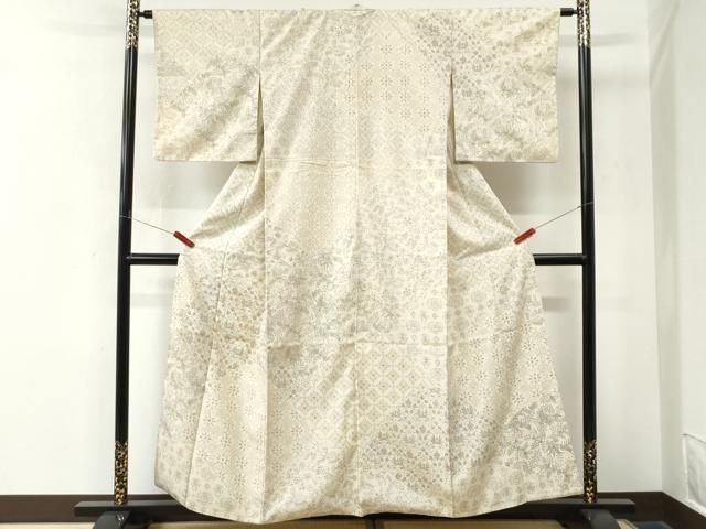 平和屋着物●訪問着 紬地 更紗花文 正絹 逸品 CABM4753yc