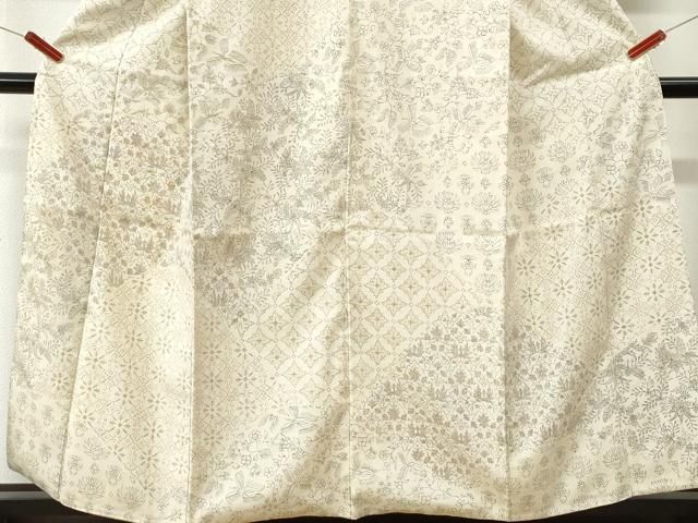 平和屋着物●訪問着 紬地 更紗花文 正絹 逸品 CABM4753yc