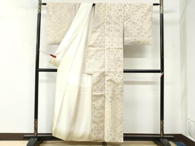 平和屋着物●訪問着 紬地 更紗花文 正絹 逸品 CABM4753yc