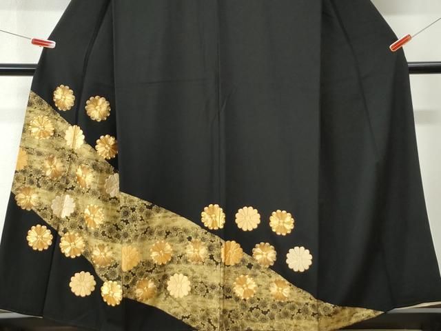 平和屋着物●豪華黒留袖 駒刺繍 舞花文 金彩 正絹 逸品 CABM4754yc