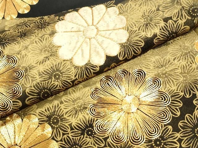 平和屋着物●豪華黒留袖 駒刺繍 舞花文 金彩 正絹 逸品 CABM4754yc