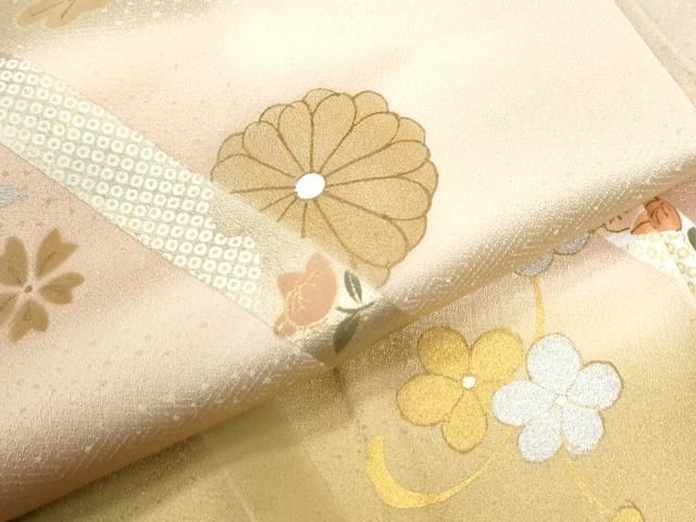 平和屋着物●訪問着 駒刺繍 舞花文 暈し染め 金彩 正絹 逸品 CABM4773yc