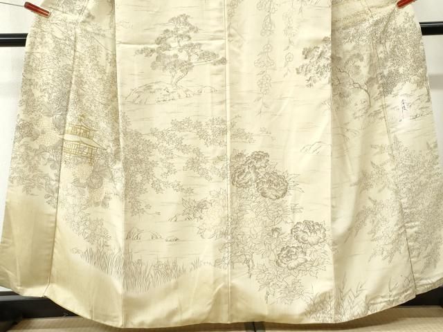 平和屋着物●訪問着 紬地 作家物 金閣寺 金彩 正絹 逸品 CABM4775yc