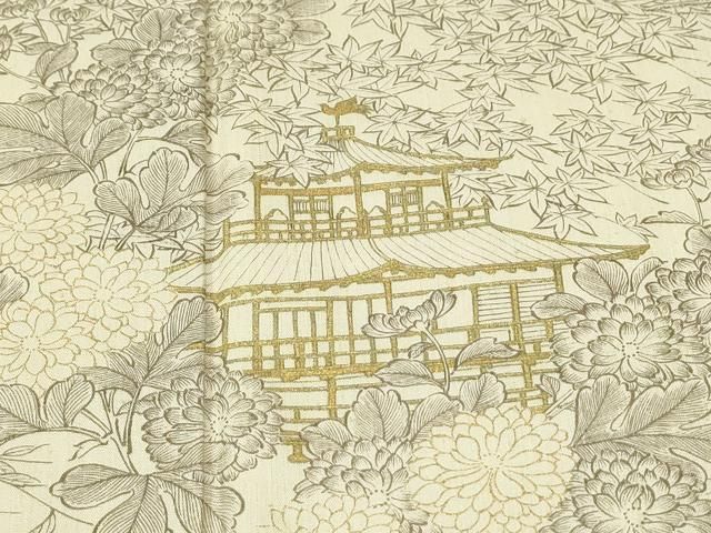 平和屋着物●訪問着 紬地 作家物 金閣寺 金彩 正絹 逸品 CABM4775yc