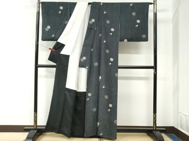 平和屋着物●上質な小紋 雪輪吉祥花文 正絹 逸品 CABM4781yc