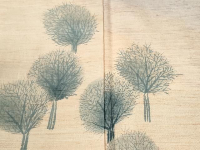平和屋着物●訪問着 紬地 紅花染 樹林文 やまがおり工房 二郎作 正絹 逸品 CABM4783yc