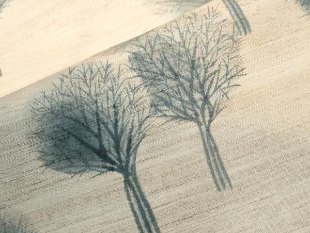 平和屋着物●訪問着 紬地 紅花染 樹林文 やまがおり工房 二郎作 正絹 逸品 CABM4783yc