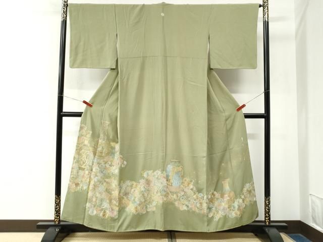 平和屋着物●中国三大刺繍 蘇州刺繍 色留袖 作家物 陶器菊花文 金糸 正絹 逸品 CABM4784yc