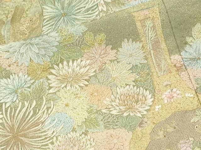 平和屋着物●中国三大刺繍 蘇州刺繍 色留袖 作家物 陶器菊花文 金糸 正絹 逸品 CABM4784yc