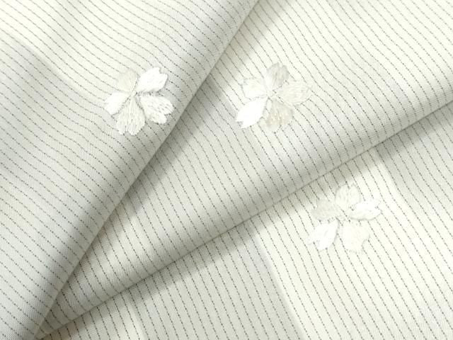 平和屋着物●本場縞大島紬 総刺繍 舞桜文 正絹 逸品 未使用 CABM4786yc