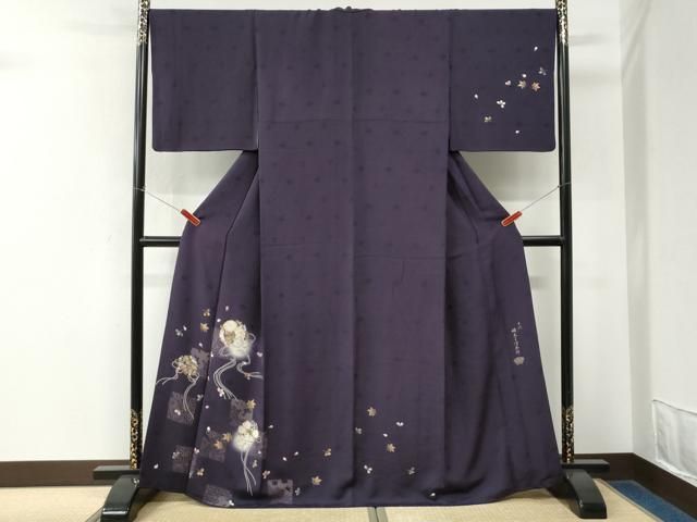 平和屋着物●十代目 歌舞伎役者 坂東三津五郎 訪問着 色紙舞花文 蛍暈し 金彩 やまと誂製 正絹 逸品 CABM4790yc