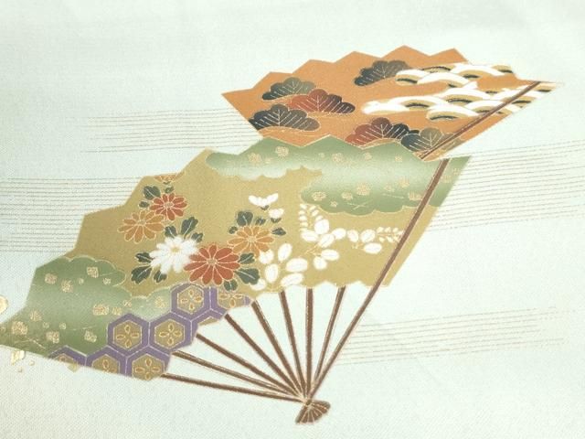 平和屋着物●訪問着 扇面浜松花文 暈し染め 金彩 正絹 逸品 未使用 CABM4797yc