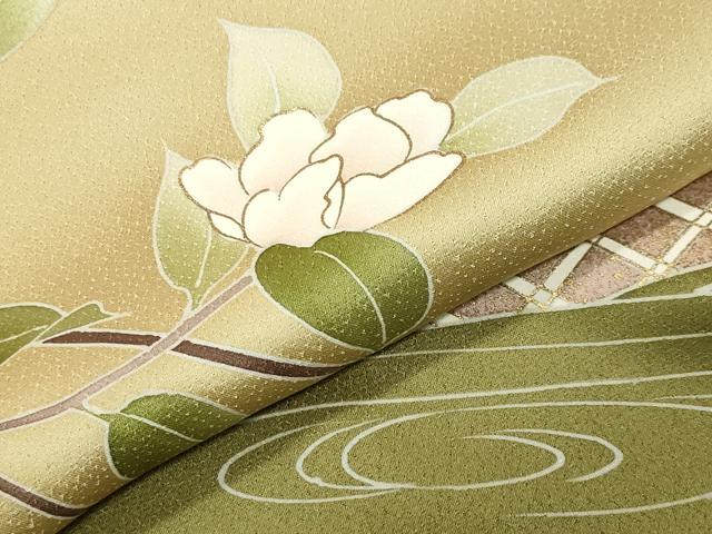 平和屋着物●訪問着 駒刺繍 流水枝花文 暈し染め 金彩 正絹 逸品 未使用 CABM4804gh