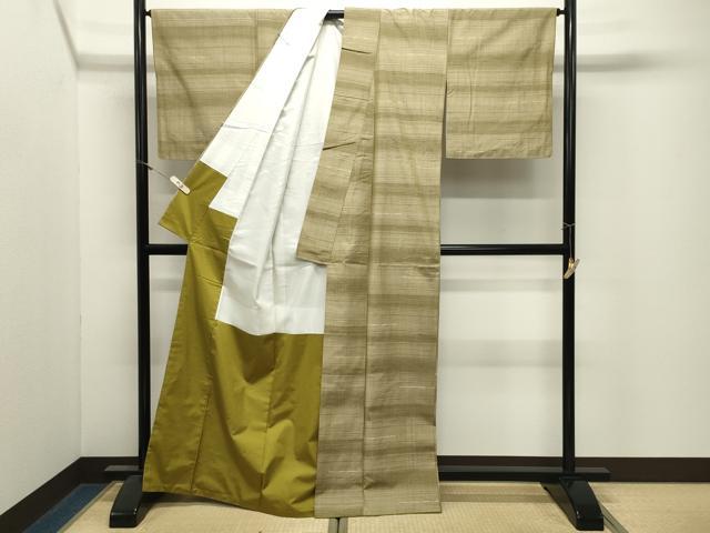 平和屋着物●上質な紬 眼鏡織 横段文 正絹 逸品 CABM4826gh
