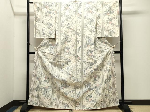 平和屋着物●上質な小紋 紬地 辻が花 正絹 逸品 CABM4827gh