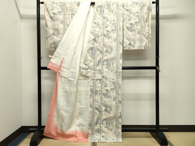 平和屋着物●上質な小紋 紬地 辻が花 正絹 逸品 CABM4827gh
