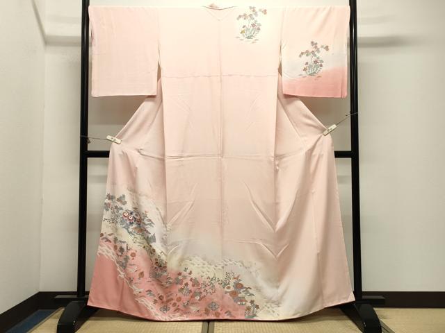 平和屋着物●訪問着 宝尽くし風景花文 暈し染め 金彩 正絹 逸品 CABM4828gh