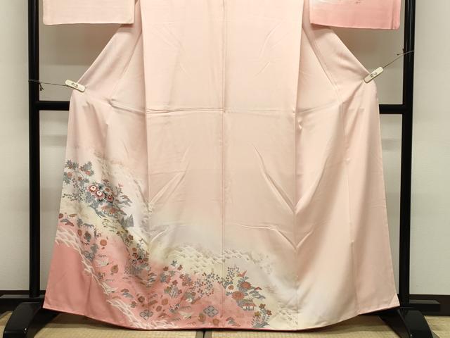 平和屋着物●訪問着 宝尽くし風景花文 暈し染め 金彩 正絹 逸品 CABM4828gh