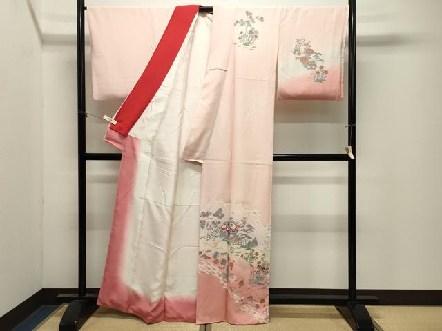 平和屋着物●訪問着 宝尽くし風景花文 暈し染め 金彩 正絹 逸品 CABM4828gh