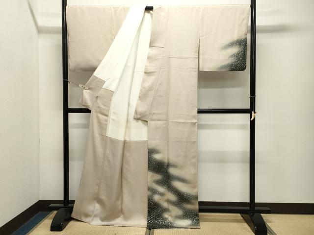 平和屋着物●国際的伝統工芸作家十二代・藤林徳扇苑寿訪問着華の式部霞文暈し染め金銀彩銀通し地反端付き 正絹 逸品 CABM4834gh