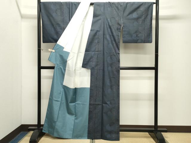 平和屋着物●本場大島紬 9マルキ 泥染め 雪輪重ね花文 宮脇廉太郎商店謹製 証紙付き 正絹 逸品 CABM4848gh