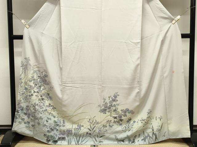 平和屋着物●訪問着 作家物 草花文 暈し染め 反端付き 正絹 逸品 CABM4850gh