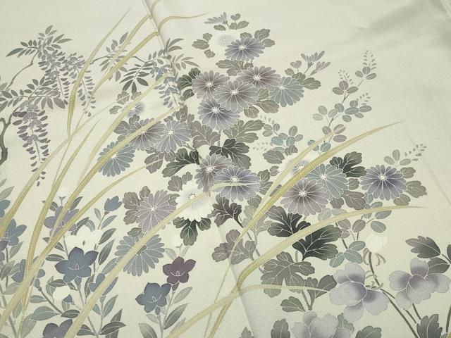 平和屋着物●訪問着 作家物 草花文 暈し染め 反端付き 正絹 逸品 CABM4850gh