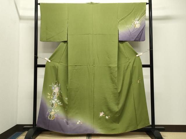 平和屋着物●金彩友禅作家 木村桂友 訪問着 花車文 暈し染め 金銀彩 さが美扱い 正絹 逸品 CABM4867gh