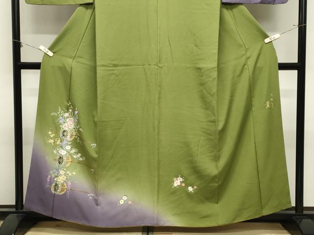 平和屋着物●金彩友禅作家 木村桂友 訪問着 花車文 暈し染め 金銀彩 さが美扱い 正絹 逸品 CABM4867gh