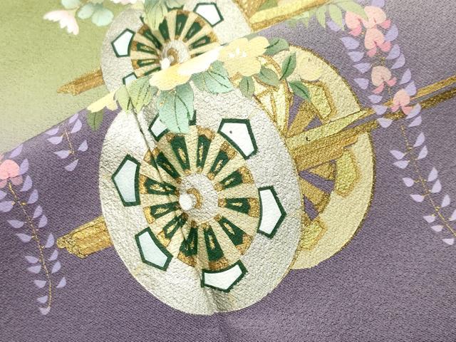 平和屋着物●金彩友禅作家 木村桂友 訪問着 花車文 暈し染め 金銀彩 さが美扱い 正絹 逸品 CABM4867gh