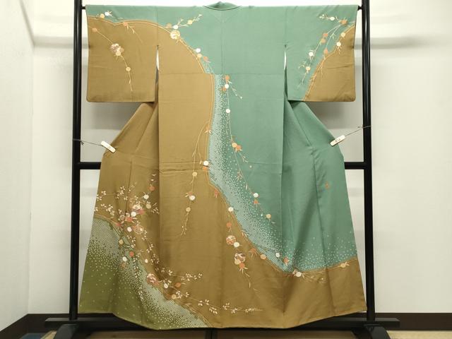 平和屋着物●訪問着 作家物 絞り 雪輪花文 暈し染め 金彩 正絹 逸品 CABM4868gh